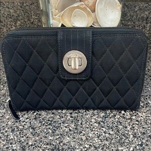 Vera Bradley Black Quilted Wallet with Luxurious Design